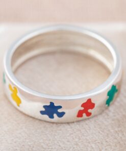 Puzzle Piece Autism Awareness Sterling Ring