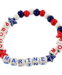 Proud Marine Mom Ceramic Bead Bracelet