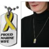 Proud Marine Wife Yellow Ribbon Dog Tag Necklace